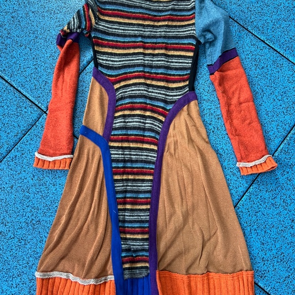 Wool dress patchwork with see through mesh inserts size M - Picture 3 of 3